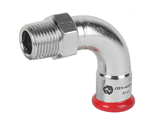 Угольник прессовый длинный MVI Dn15x1/2″ Ру-16 НР, из оцинкованной стали