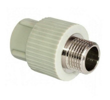 Муфта полипропиленовая PPRC комбинированная MeerPlast Dn25x1/2” Ру-25 НР / под приварку серая