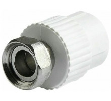 Муфта PPRC MeerPlast Dn20x1/2 дюйм Ру-25 белая с накидной гайкой