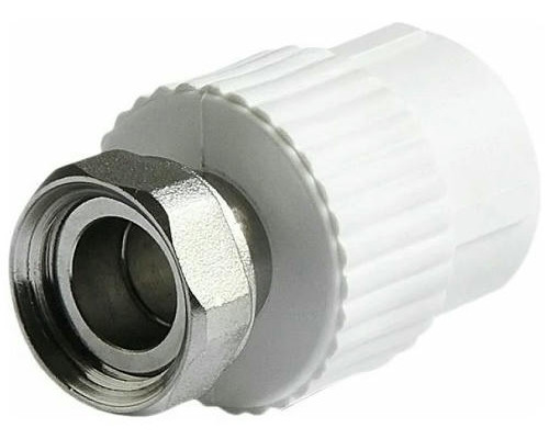 Муфта PPRC MeerPlast Dn20x1/2 дюйм Ру-25 белая с накидной гайкой