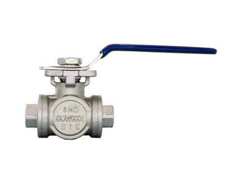 Кран шаровой NewKey NK-BTt/6 3/4″ ДУ-20 PN-64 T-тип, стандартнопроходной, трехходовой, внутренняя резьба, корпус – нержавеющая сталь AISI316 (CF8M)