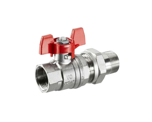 Кран шаровой Oventrop Optibal 1075806 3/4″ ДУ-20 PN-16 латунный никелированный, внутренняя / наружная резьба, управление ручка-бабочка