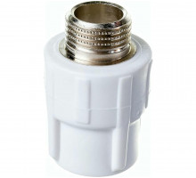 Муфта комбинированная Политэк Dn20x1/2″ Ру-25 под приварку/НР, белая, корпус - полипропилен