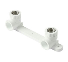Водорозетка PRO AQUA Dn25х1/2″ Ру-25 комбинированная, двойная, с креплением, полипропиленовая, ВР/под приварку, белая