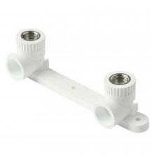 Водорозетка PRO AQUA Dn20х1/2″ Ру-25 комбинированная, двойная, с креплением, полипропиленовая, ВР/под приварку, белая