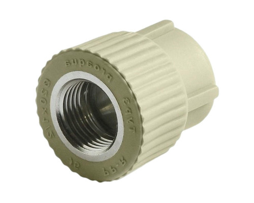 Муфта комбинированная PRO AQUA Dn20х1/2″ Ру-25 полипропиленовая, под приварку/ВР, серая