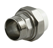 Муфта комбинированная PRO AQUA Dn20х3/4″ Ру-25 разъемная, полипропиленовая, под приварку/НР, белая