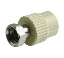 Муфта комбинированная PRO AQUA Dn25х3/4″ Ру-25 полипропиленовая, сварка/накидная гайка, серая