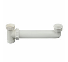 Патрубок для мойки HL Dn40х40 с двумя чашами, корпус - полипропилен, цвет - белый