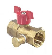 Краны шаровой со спускником Пензапромарматура КШДП 1/2″ ДУ-15 PN-16 стандартнопроходной, латунный, внутренняя резьба, ручка-бабочка
