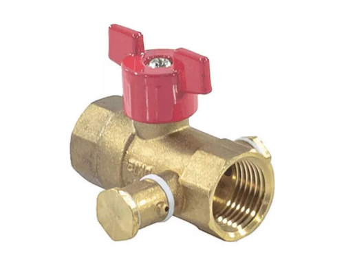 Краны шаровой со спускником Пензапромарматура КШДП 3/4″ ДУ-20 PN-16 стандартнопроходной, латунный, внутренняя резьба, ручка-бабочка