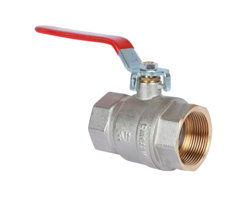 Кран шаровой ROMMER RBV-0001 1 1/2″ ДУ-40 PN-32 полнопроходной муфтовый, латунный, внутренняя/внутренняя резьба, управление ручка-рычаг
