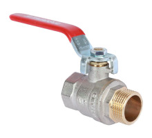 Кран шаровой ROMMER RBV-0002 3/4″ ДУ-20 PN-40 полнопроходной муфтовый, латунный, внутренняя/наружная резьба, управление ручка-рычаг