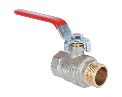 Кран шаровой ROMMER RBV-0002 3/4″ ДУ-20 PN-40 полнопроходной муфтовый, латунный, внутренняя/наружная резьба, управление ручка-рычаг