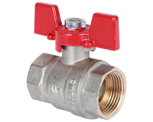 Кран шаровой ROMMER RBV-0003 3/4″ ДУ-20 PN-40 полнопроходной муфтовый, латунный, внутренняя/внутренняя резьба, управление ручка-бабочка