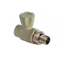 Клапан запорный РосТурПласт 3/4″ Ду-25 PN-25 НР прямой, материал - PP-R, тип присоединения - резьбовое - внутренняя пайка, цвет - белый, для радиатора