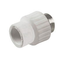 Муфта PP-R комбинированная белая РосТурПласт Dn25х3/4″ Ру-25 с накидной гайкой, на металическом штуцере