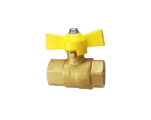 Кран шаровой REMSAN ДУ-20 PN-16 полнопроходной муфтовый для газа, г/г, латунный, внутренняя / внутренняя резьба, ручка-бабочка