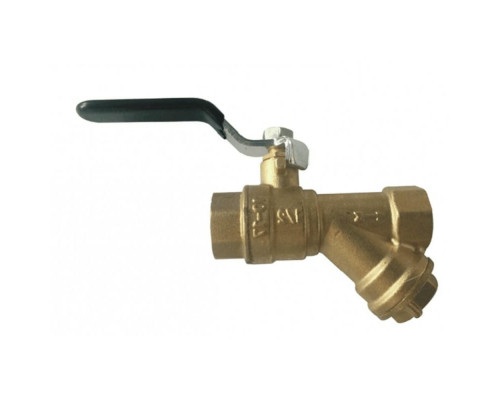 Кран шаровой REMSAN ДУ-20 PN-20 полнопроходной муфтовый c фильтром, латунный, внутренняя / внутренняя резьба, ручка-рычаг