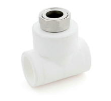 Тройник Remsan PPR Dn20х1/2″ Ру-25 с накидной гайкой белый