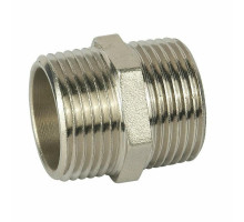 Бочонок (ниппель) равнопроходной Remsan 1″ Ду-25 Ру-16, НР, латунный, никелерованный