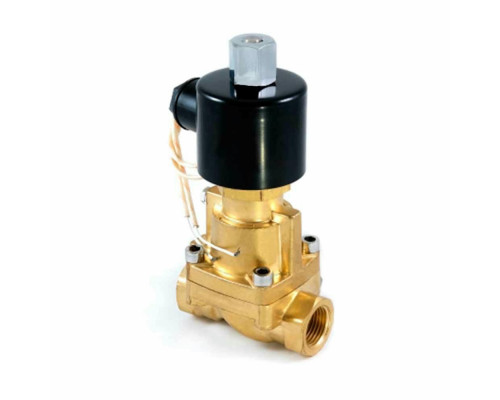 Клапан электромагнитный Smart SA-5578 1 1/4″ Dn-32 PN-12 муфтовый, нормально открытый, латунь, уплотнение - TEFLON, катушка 220В, для горячей воды и пара