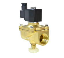 Клапан электромагнитный Smart SM-5563M 1″ Dn-25 PN-10 резьбовой, нормально закрытый, латунь, уплотнение - FKM, AC 24V, с ручным дублером