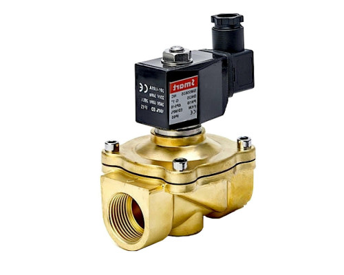 Клапан электромагнитный Smart SM-5563 3/4″ Dn-20 PN-10 прямого действия, нормально закрытый, латунь, мембрана - FKM, DC 12v