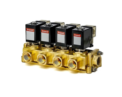 Клапан электромагнитный Smart SM-8863K 1/2″ 4х1/2″ Dn-10 PN-10 коллекторный, прямого действия, нормально закрытый, латунь, мембрана - FKM, DC 24v