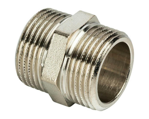 Ниппель STOUT SFT-0004 3/8″ Ду-10 Ру-16, корпус - латунь никелированная, НР