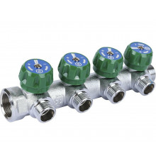 Коллектор STOUT SMB 6849 1″-1/2″ PN-16 регулирующий, корпус- хромировання латунь, плоское уплотнение, 2 отвода