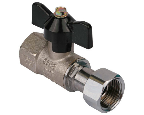 Кран шаровой STOUT SVB-0009 1/2″х1/2″ ДУ-15x15 PN-30 стандартнопроходной муфтовый, латунный, внутренняя резьба/накидная гайка, управление ручка-бабочка