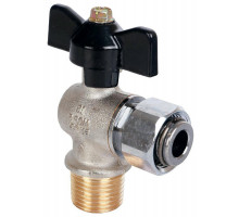 Кран шаровой STOUT SVB-0010 1/2″х1/2″ ДУ-15x15 PN-20 стандартнопроходной муфтовый, латунный, наружная резьба/накидная гайка, управление ручка-бабочка