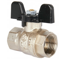 Кран шаровой STOUT SVB-0012 1/2″ ДУ-15 PN-40 стандартнопроходной муфтовый, латунный, внутренняя/внутренняя резьба, управление ручка-бабочка