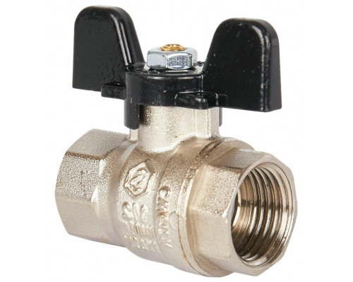 Кран шаровой STOUT SVB-0012 1/2″ ДУ-15 PN-40 стандартнопроходной муфтовый, латунный, внутренняя/внутренняя резьба, управление ручка-бабочка
