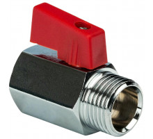 Кран шаровой STOUT SVB-0022 1/2″ ДУ-15 PN-10 полнопроходной муфтовый, латунный, внутренняя/наружная резьба, управление ручка-флажок