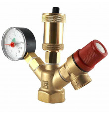 Группа безопасности отопительного котла STI 1″ Dn-25 PN-4 до 50 кВт, латунь, внутренняя резьба