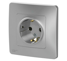 Розетка Systeme Electric Blanca 1-местная для скрытой установки 16А IP20 с заземлением, без шторок, в сборе, алюминий