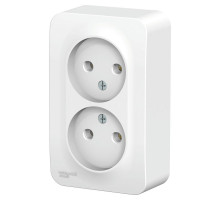 Розетка Systeme Electric Blanca 2-местная для открытой установки 16А IP20 без заземления, без шторок, с изолирующей пластиной, в сборе, белая