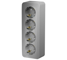 Розетка Systeme Electric Blanca 4-местная для открытой установки 16А IP20 с заземлением, со шторками, с изолирующей пластиной, в сборе,аллюминий