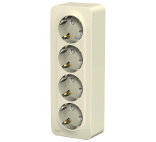 Розетка Systeme Electric Blanca 4-местная для открытой установки 16А IP20 с заземлением, со шторками, с изолирующей пластиной, в сборе, молочная