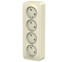 Розетка Systeme Electric Blanca 4-местная для открытой установки 16А IP20 без заземления, без шторок, с изолирующей пластиной, в сборе, молочная