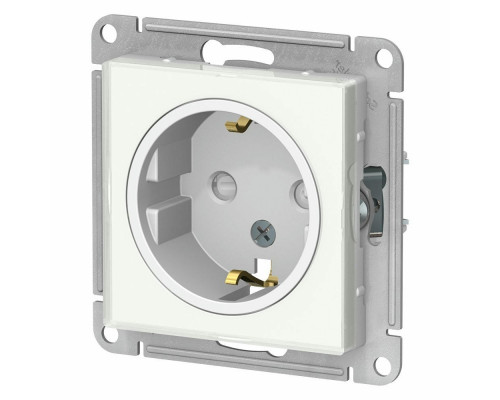Розетка Systeme Electric AtlasDesign Art 1-местная для скрытой установки 16А IP20 с заземлением, со шторками, прозрачная с возможностью установки персонального изображения, белая