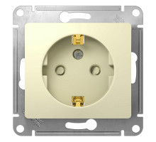 Розетка Systeme Electric Glossa 1-местная для скрытой установки 16А IP20 с заземлением со шторками, механизм, бежевая