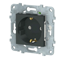 Розетка Schneider Electric Unica New 1-местная для скрытой установки 16А IP21 с заземлением, без шторок, с быстрозажимными клеммами, антрацит