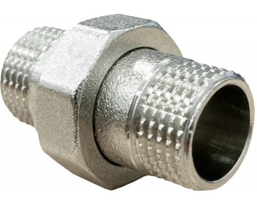 Соединитель SANTECHSYSTEMS 1/2″ Ду-15 прямой разъемное соединение американка наружная-НР, уплотнение - круглая прокладка O-ring, корпус – латунь, покрытие-никель