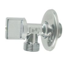Кран шаровой SantechSystems ДУ-1/2″ PN-10 стандартнопроходной муфтовый, латунный, наружная резьба, управление ручка-флажок, двухходовой угловой c отражателем