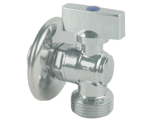 Кран шаровой SantechSystems ДУ-1/2″ PN-10 стандартнопроходной муфтовый, латунный, наружная резьба, управление ручка-флажок, угловой c отражателем