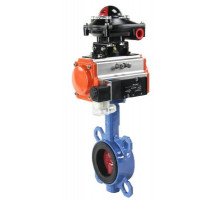 Затвор дисковый поворотный Tecofi VPI 4448 DN100 PN-16 корпус - чугунG50, диск - чугунG50, уплотнение EPDM, с пневмоприводом SA-105 с возвратными пружинами, пневмораспределителем 4M310-08 220В и блоком концевых выключателей APL-210N в городе Моск