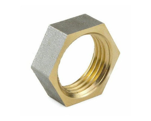 Контргайка латунная Aquasfera 9020 ДУ-15 (1/2″) Ру-40 ВР никелированная ГОСТ 32585-2013